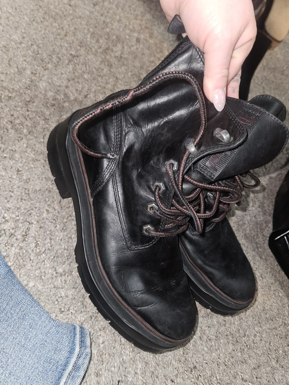 Timberland Black Leather Lace-Up Boots